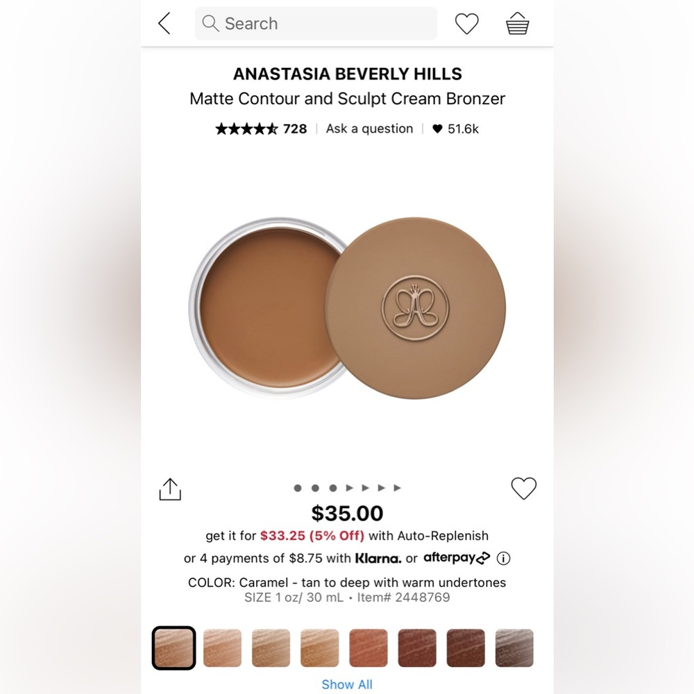 ANASTASIA BEVERLY HILLS Cream Bronzer in CARAMEL🤎